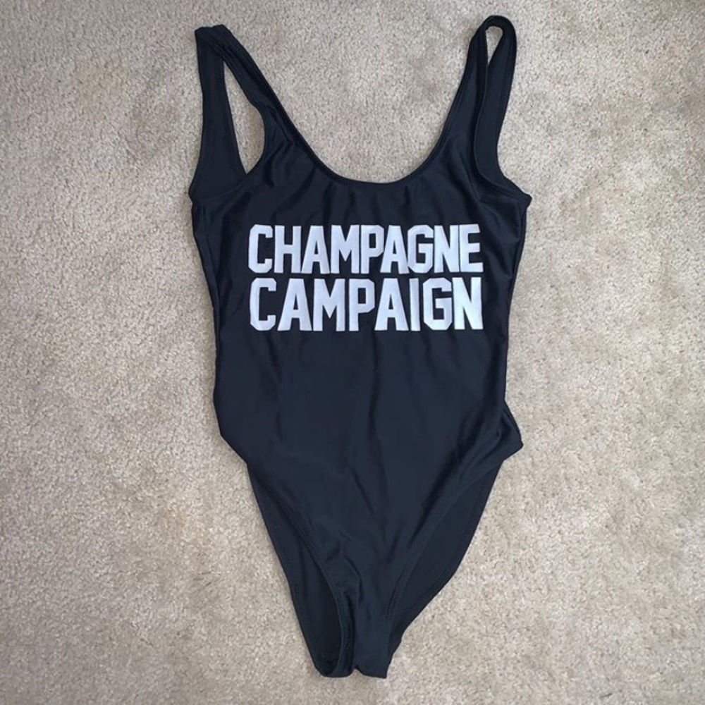 Black Champagne Campaign One Piece Swimsuit